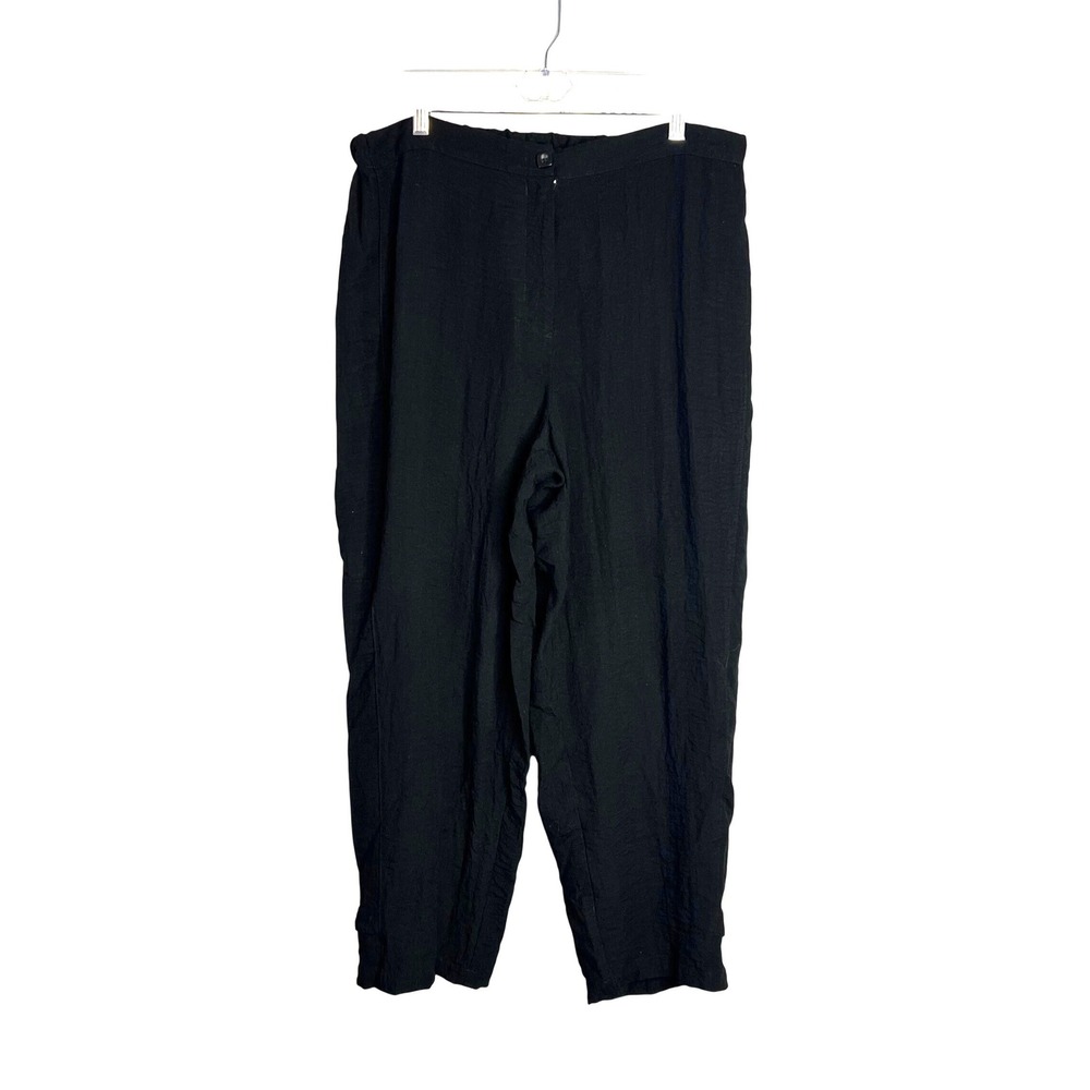 Habitat Textured Rayon Blend Ankle Pant Sz L Lagenlook Minimalist Breezy Relaxed